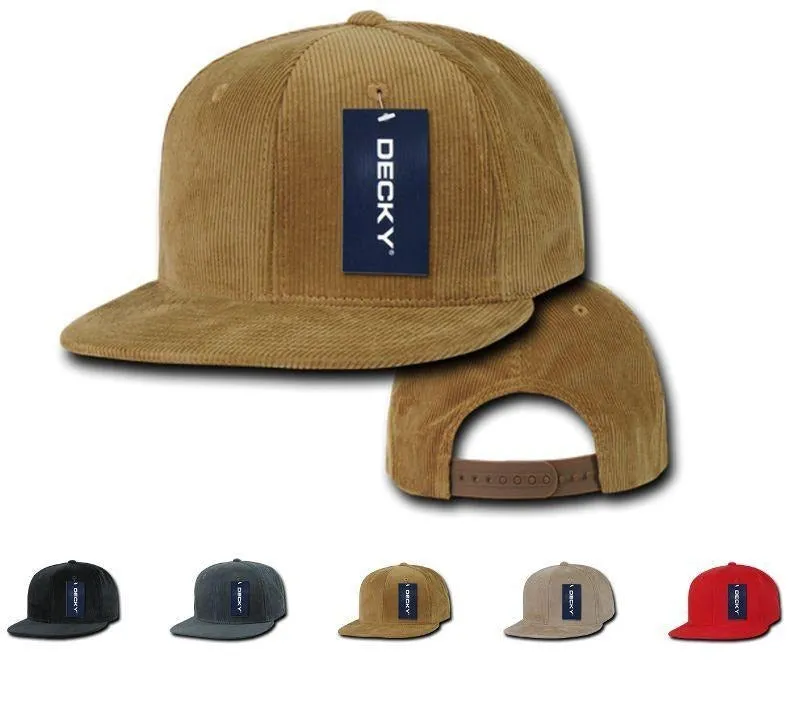 1 Dozen Decky Corduroy Snapback 6 Panel Constructed Baseball Hats Caps Wholesale Lots!