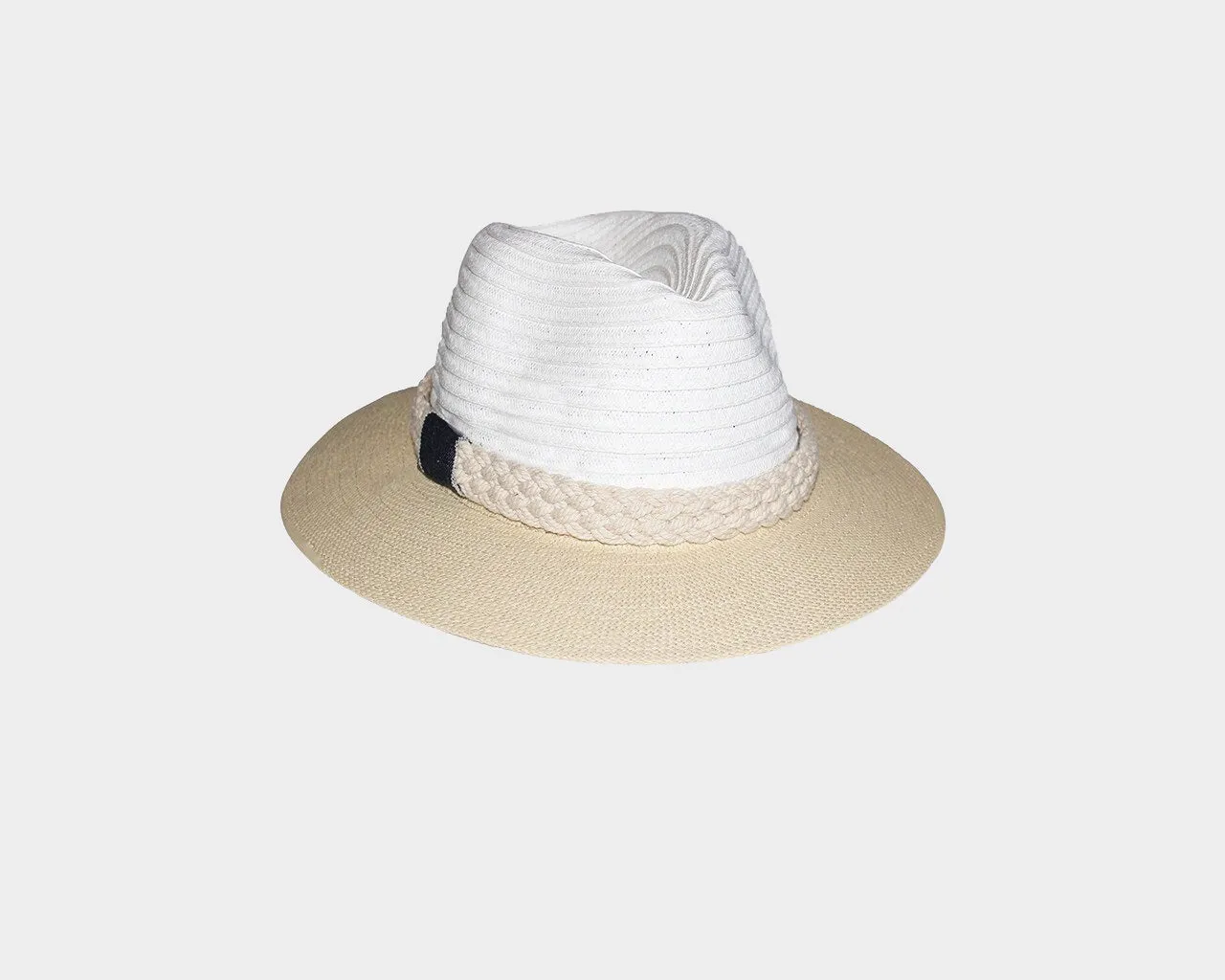 A. Beige and White Sun Hat - The Malibu