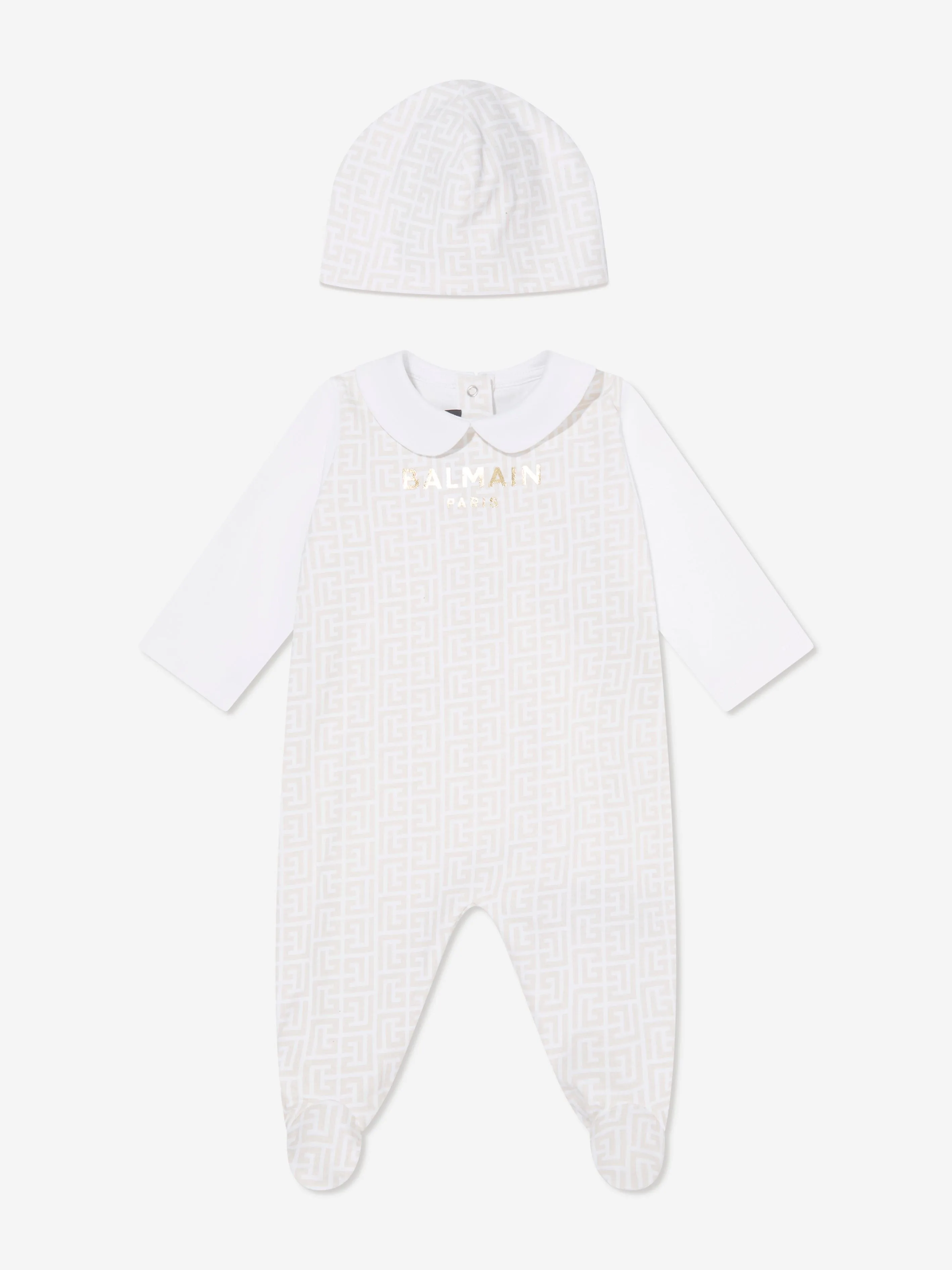 Balmain Baby Boys Babygrow Gift Set in Beige