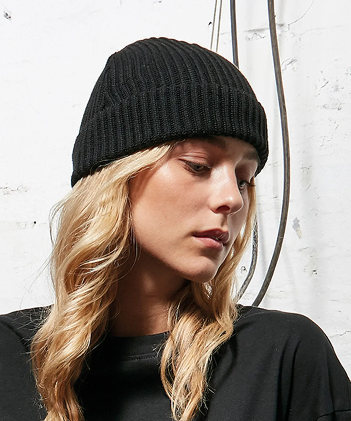 Black - Recycled yarn fisherman beanie