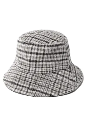 Black Winter Plaid Pattern Cozy Bucket Hat