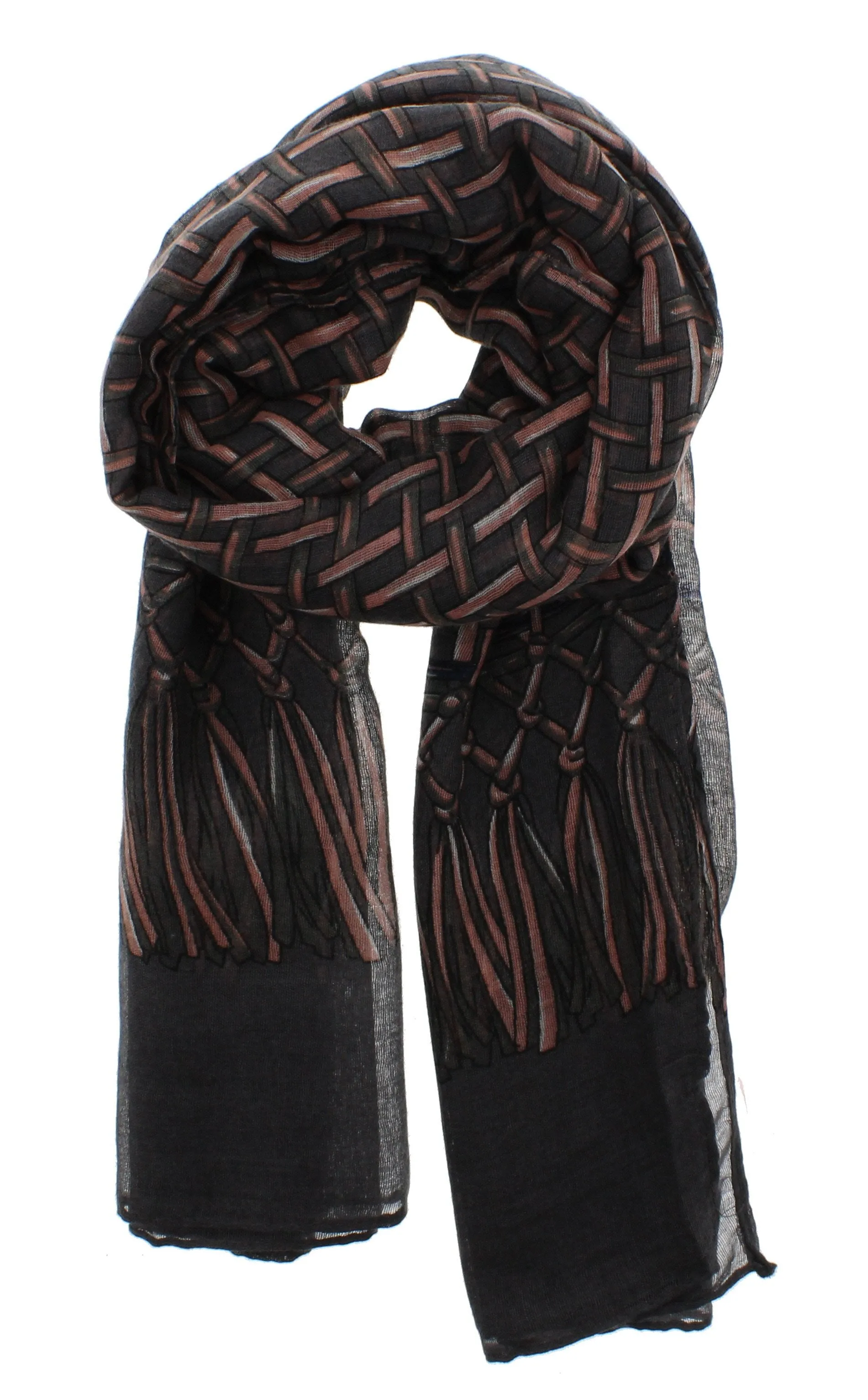 Burgundy Weaved/ Interlaced Design Scarf