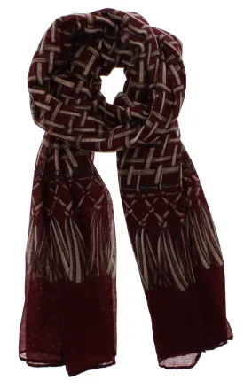 Burgundy Weaved/ Interlaced Design Scarf