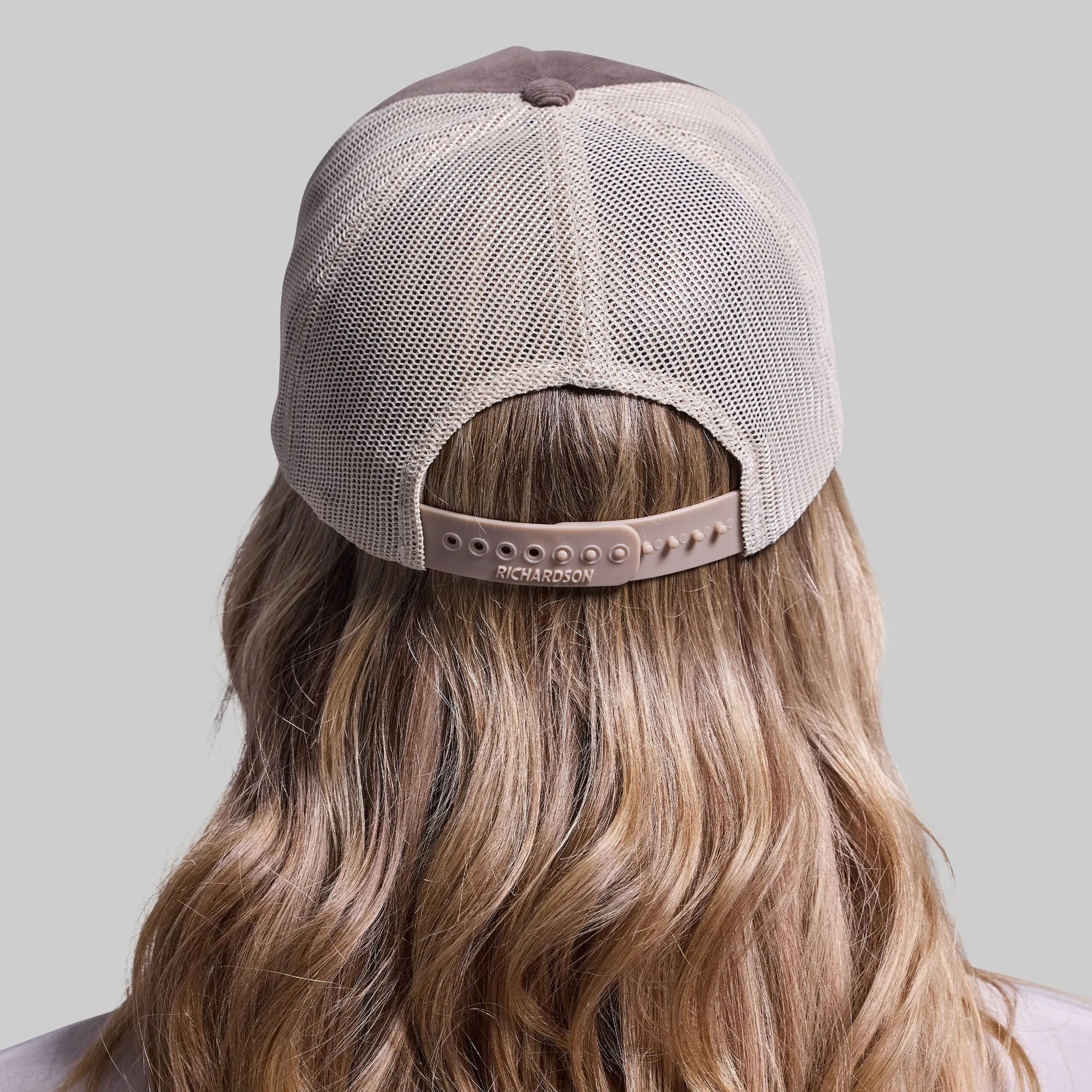 Corduroy Leather Patch Trucker Hat (Brown/Sand)