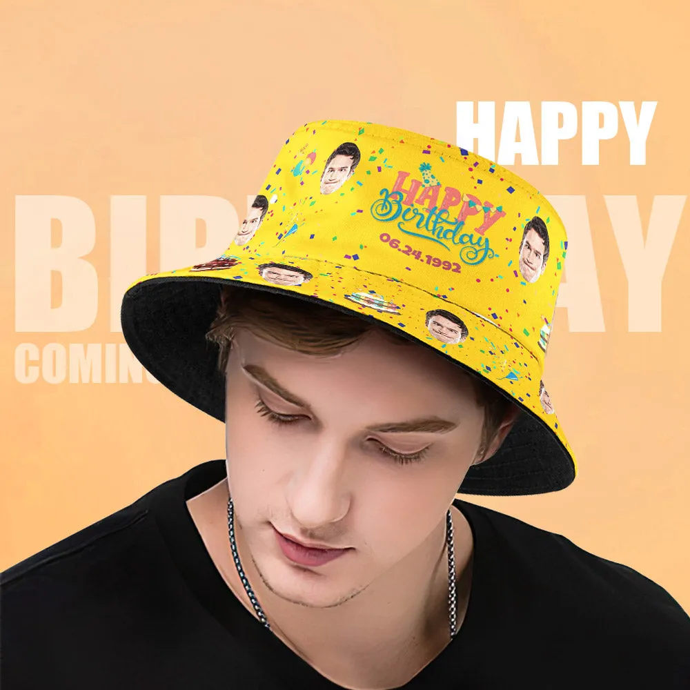 Custom Face Bucket Hat Fisherman Hat Summer Wide Brim Hat Birthday Gift for Family Friends