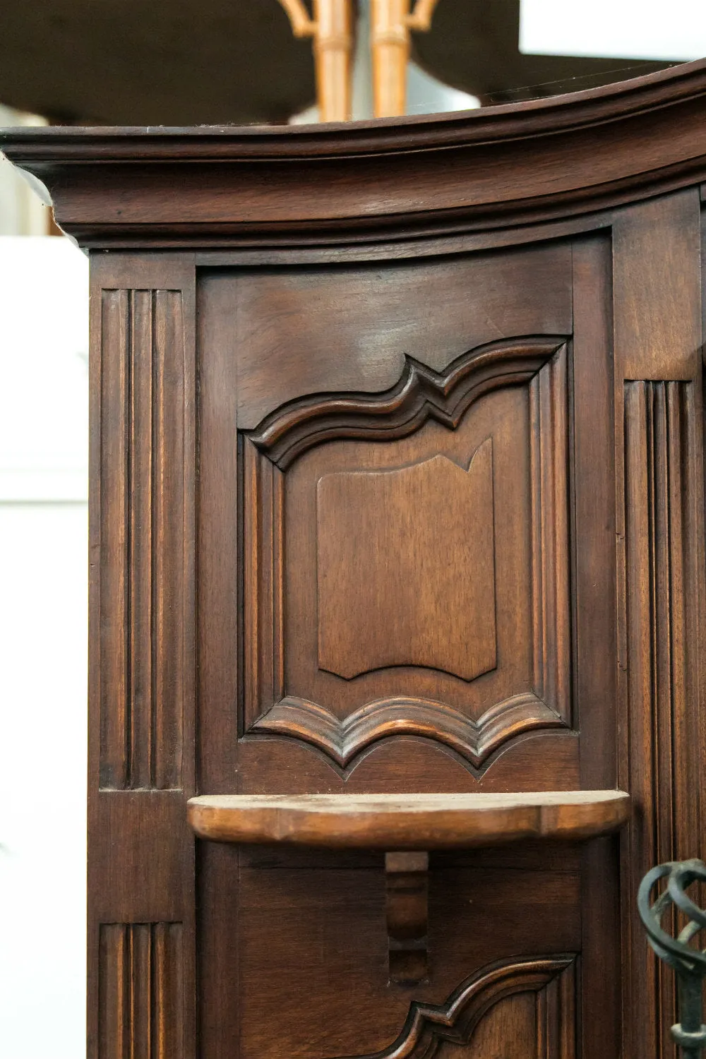 Grand 19th Century French Louis XV Style Walnut Hall Tree with Storage Cabinet