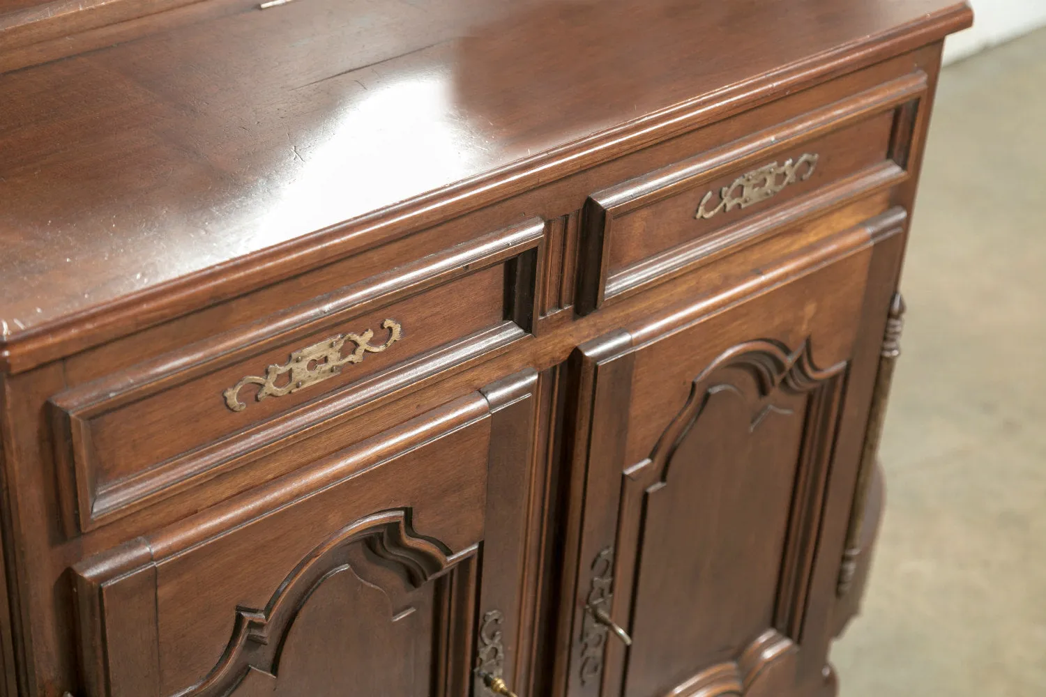 Grand 19th Century French Louis XV Style Walnut Hall Tree with Storage Cabinet