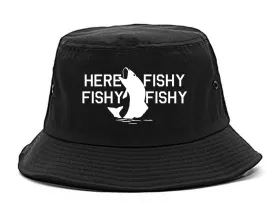 Here Fishy Fishy Fishy Fisherman Mens Bucket Hat