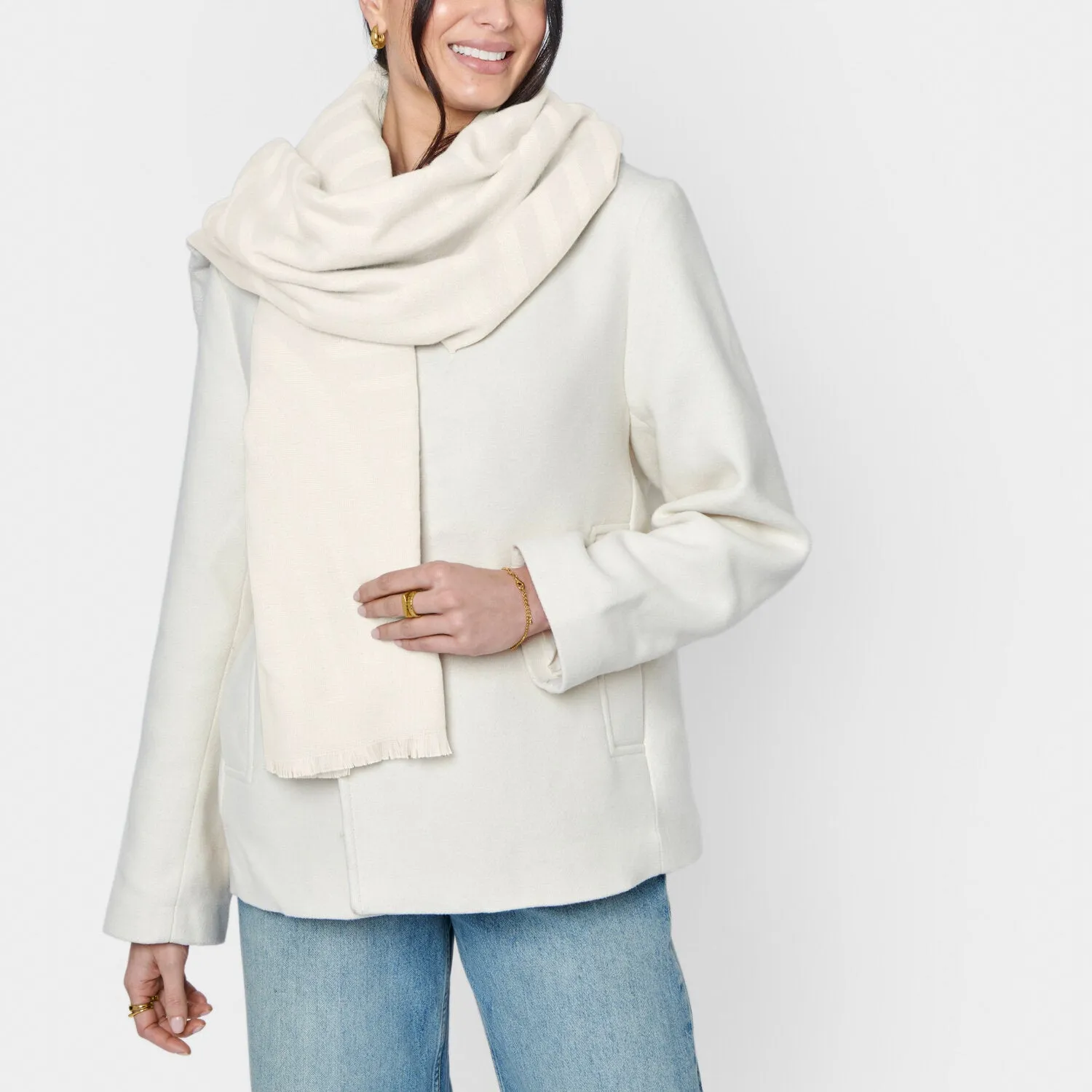 Katie Loxton 190cm Pale Grey Modern Arch Printed Blanket Scarf