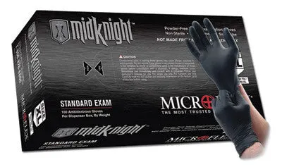 Microflex X-Large Black 9.6" MidKnight 4.7 mil Nitrile Ambidextrous Non-Sterile Powder-Free Disposable Gloves With Textured Finish And Beaded Cuffs (100 Each Per Box)