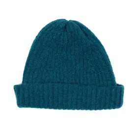 Muir turquoise classic ribbed fisherman merino wool hat