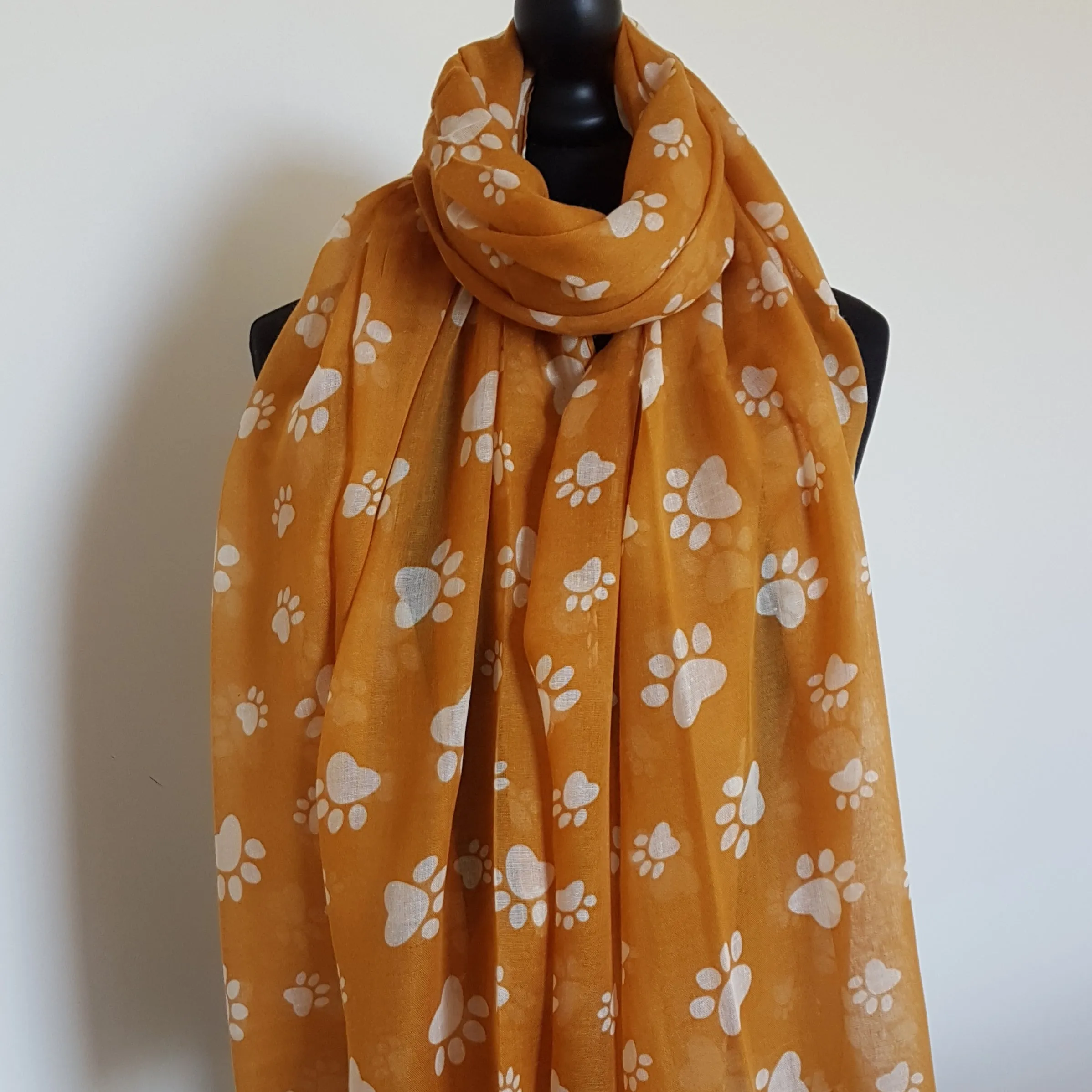 Mustard Paw Print Scarf