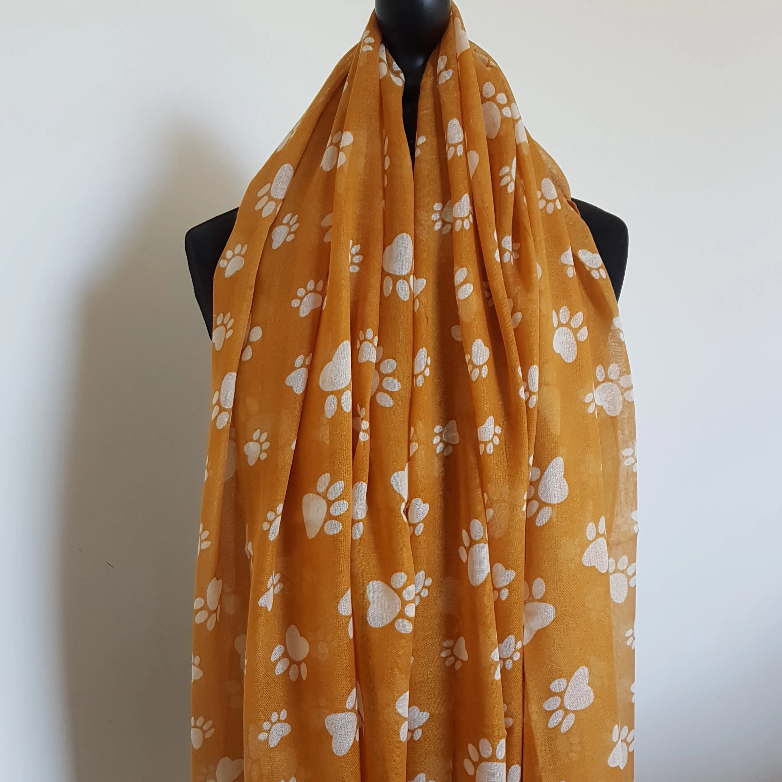 Mustard Paw Print Scarf