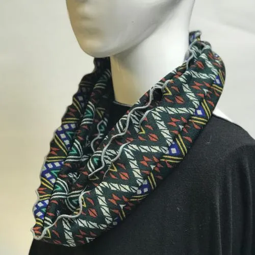 Ornate Chevron Green/Rust Eternity Scarf