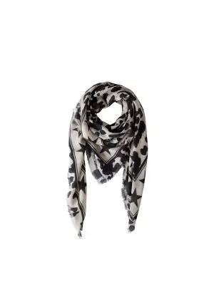 Oui Printed Scarf Light Stone/Grey