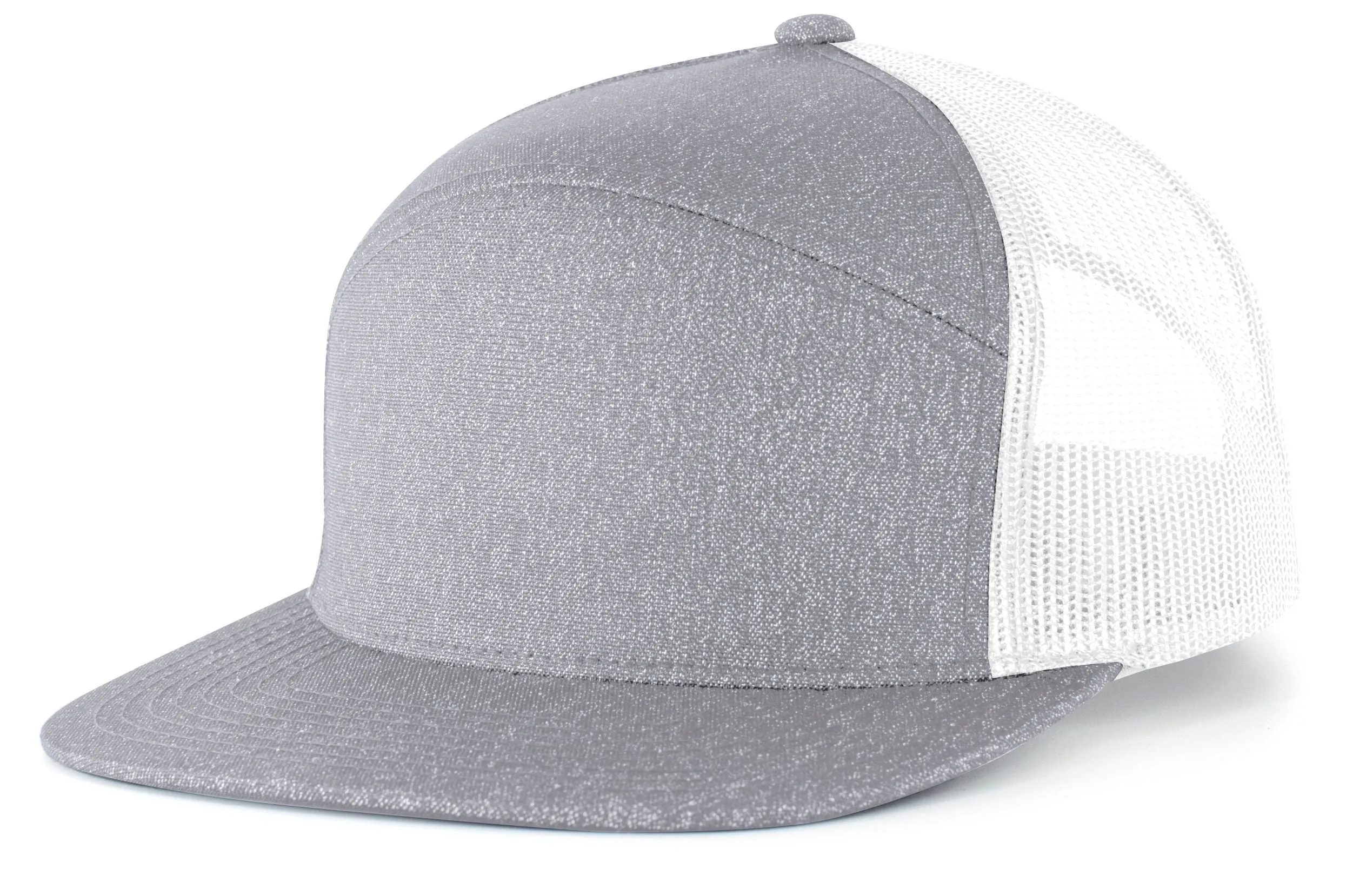 Pacific Headwear Heather 6-Panel Arch Trucker Snapback Cap