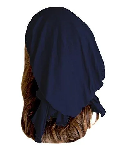 Pre-Tied Cotton Snood Wrap Head-Scarf Hat Cancer Chemo Friendly in 30 Different Colors! (Deep Navy Short - 117)