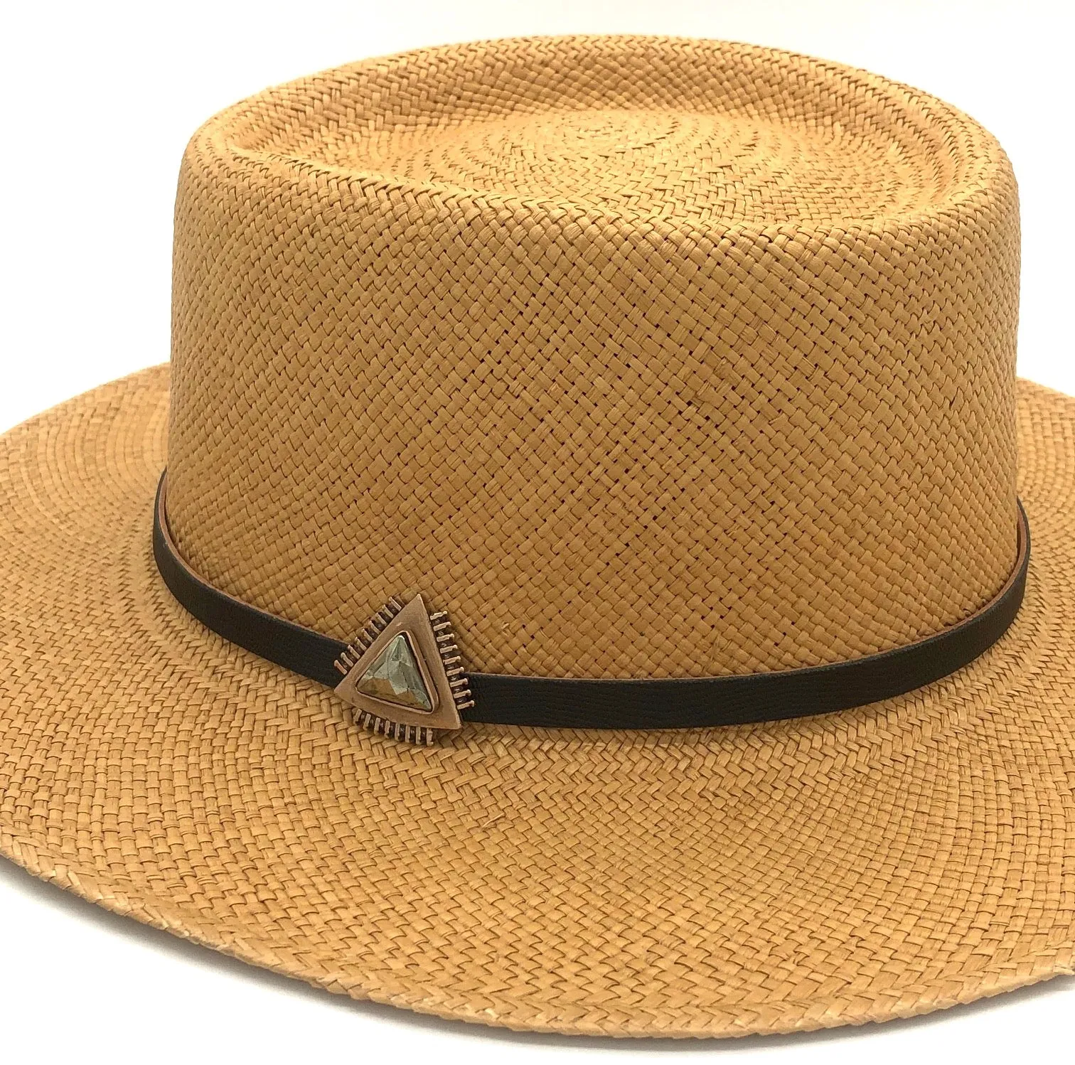 straw hat with A A hat band