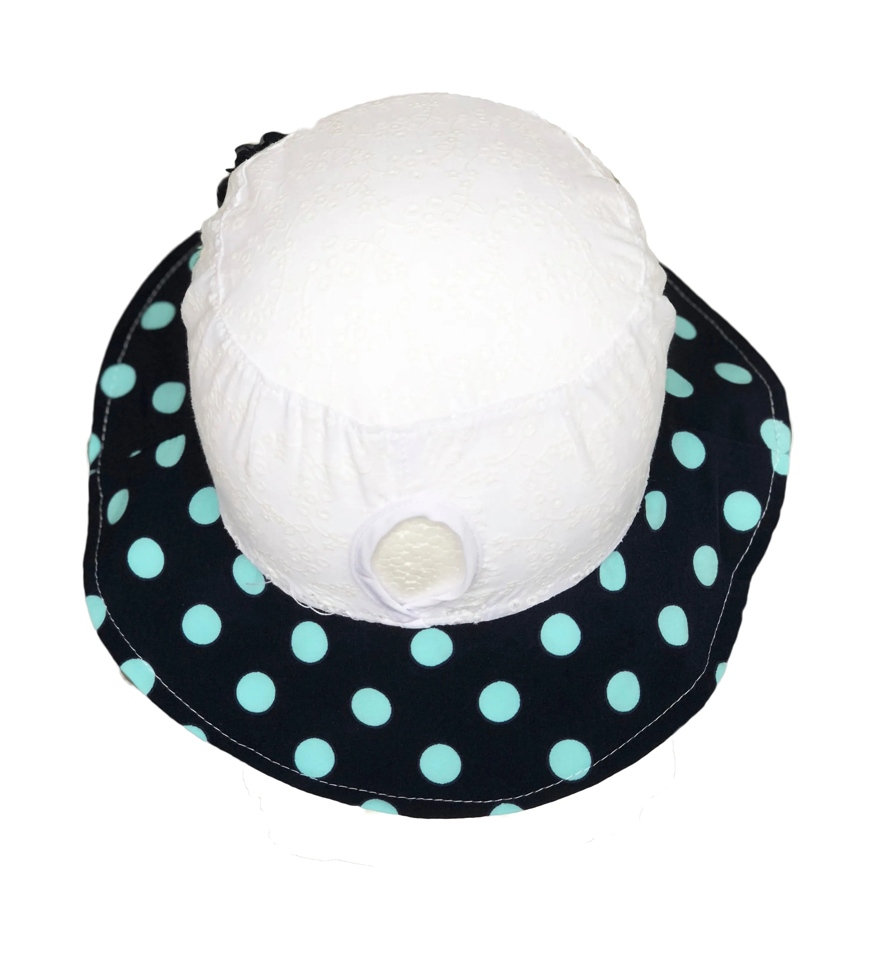 Summer Sun Hat White Dotted pattern for Girls