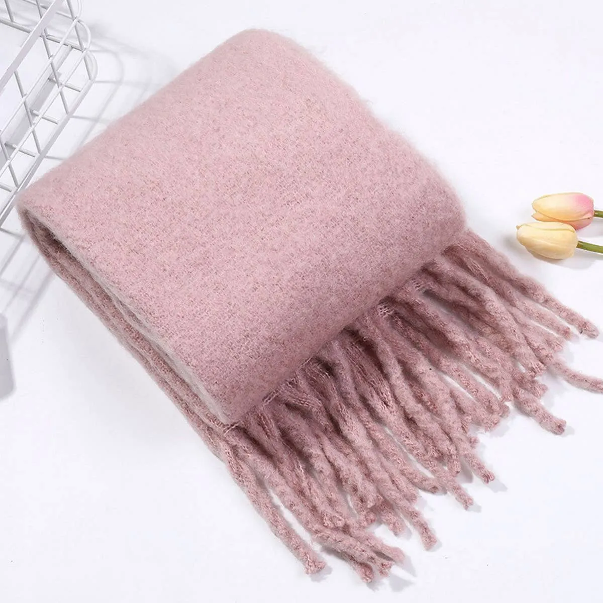 Thick Mohair Scarf - Beige