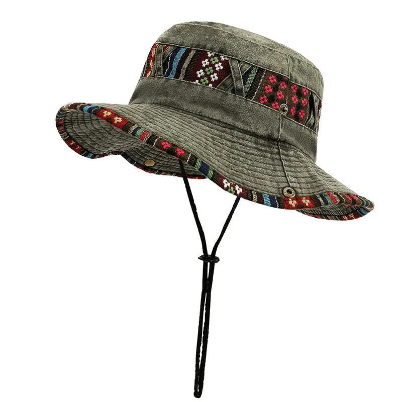 Unisex Boho Geometric Floral Bucket Hat