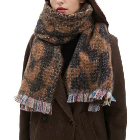 Unisex Pretty Leopard Print Short Fringe Scarf