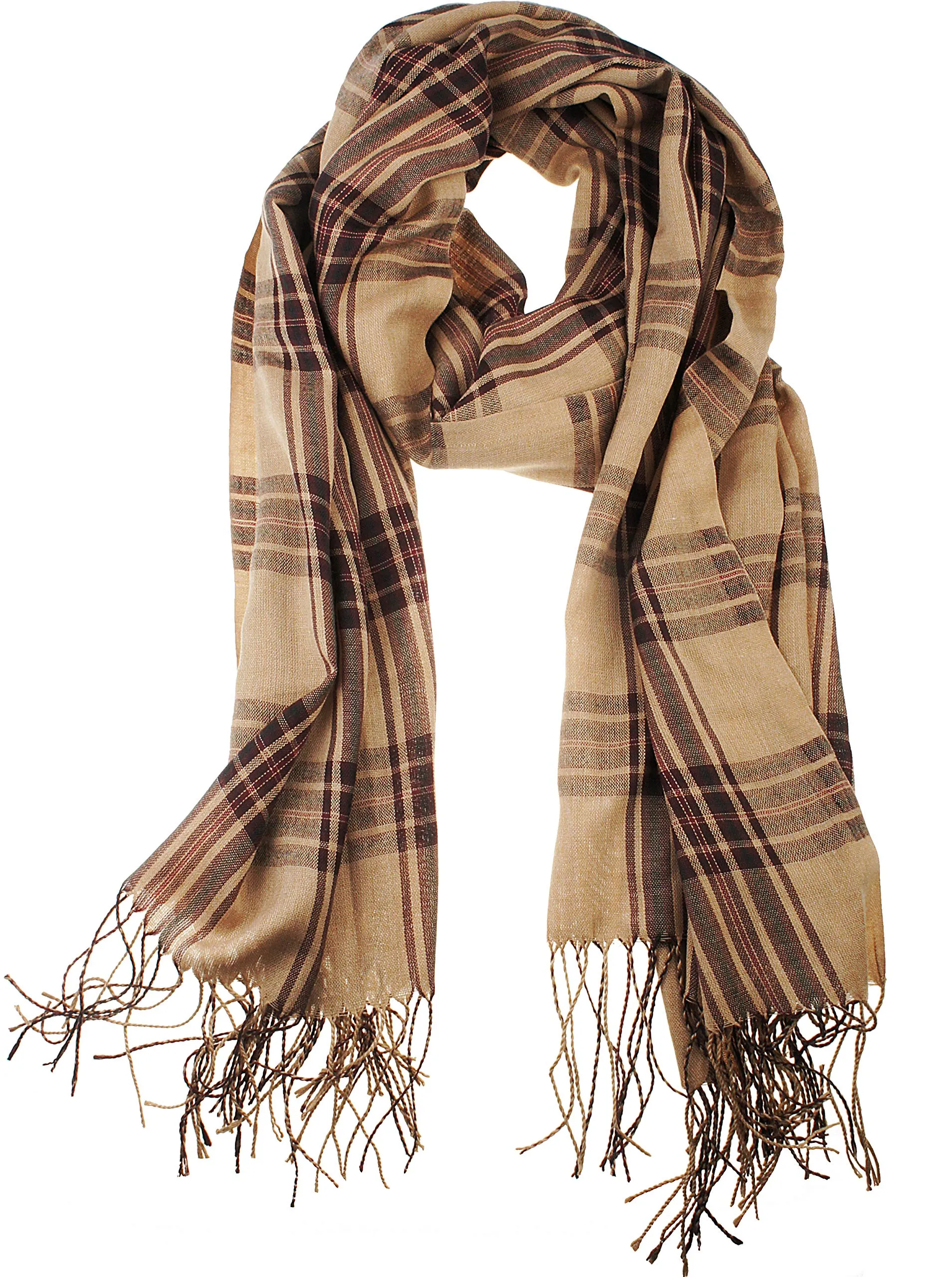 Women's Light Weight Plaid Tartan Sheer Blanket Scarf Shawl Wrap